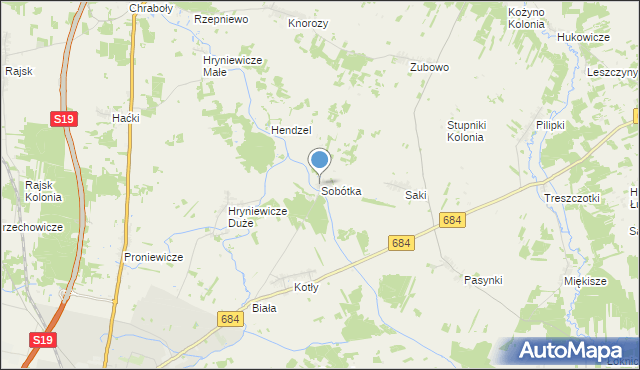 mapa Sobótka, Sobótka gmina Bielsk Podlaski na mapie Targeo